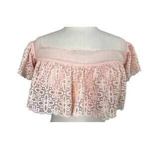 Victoria’s Secret Off Shoulder Lace Bralette Flutter Sleeves Size Medium Pink